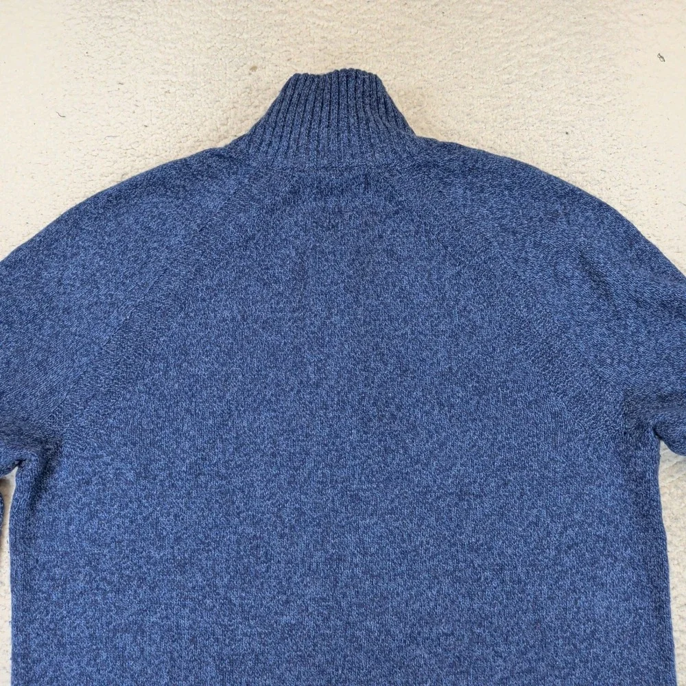 Banana Republic Mens Blue Merino Wool Blend Mock Neck Button Sweater Size M